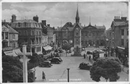 03743 "AYLESBURY - MARKET SQUARE".  ANIMATA. AUTO ANNI ´40 E ´50. AUTOCARRO. CART. ILL.  ORIG. SPEDITA 1952. - Buckinghamshire