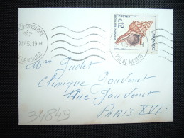 LETTRE MIGNONNETTE POUR LA FRANCE TP COQUILLAGE 0,12 OBL.MEC.31 XII 65 MONACO CONDAMINE - Cartas & Documentos