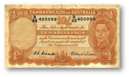 AUSTRALIA - 10 Shillings - Nd ( 1952 ) - P 25.d - Sign. H. C. Coombs And Roland Wilson - George VI - Commonwealth - 1938-52