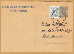 Carte Entier Postal Avis De Changement D'adresse - Adreswijziging