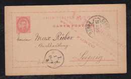 Portugal 1891 Stationery Card 20R Luis I PORTO To LEIPZIG Germany - Lettres & Documents