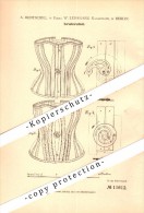 Original Patent - A. Hentschel In Berlin , 1880 , Corset , Korsett , Fa. Leisegang !!! - Biancheria Intima