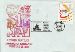 24241- LABOUR DAY PHILATELIC EXHIBITION, 1ST MAY, SPECIAL COVER, 1983, ROMANIA - Lettres & Documents