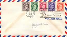 1954  Queen Elizabeth  Wilding Portrait Sc 337-340, 342 On Single Cover - 1952-1960