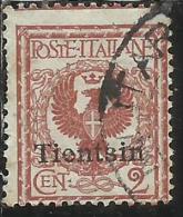 TIENTSIN  TIENSTIN 1917 - 1918 SOPRASTAMPATO D'ITALIA ITALY OVERPRINTED CENT. 2 C USATO USED OBLITERE' - Tientsin