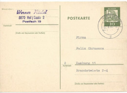 Germany (BRD) 1962 Postkarte (o)  Mi.P74  (Hof / Saale-Hamburg 22.8.62) - Postkaarten - Gebruikt