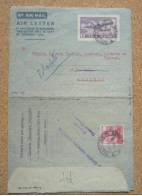 Air Letter India Postage Avec Complément D'affranchissement Pour Alger Oblitération Calcutta - Luchtpost