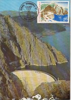 24499- VIDRARU DAM, WATER POWER PLANT, RESERVOIR LAKE, MAXIMUM CARD, 1986, ROMANIA - Agua