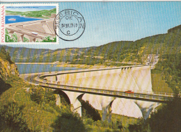 24500- BICAZ DAM, WATER POWER PLANT, RESERVOIR LAKE, MAXIMUM CARD, 1979, ROMANIA - Agua