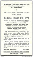 LISCHERT ..-- Mme Louise PHILIPPY , épouse De Mr François SCHOCKWEILLER , Née En 1895 , Décédée En 1959 à RODENHOFF . - Attert