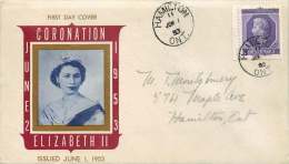 1953  Queen Elizabeth Coronation Sc 350  Unknown Cachet - 1952-1960