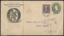 USA STATIONERY COVER 1899 TO EGYPT 2 CENTS UPRATED T.P.O TYPE 8 ISMAILIA &MISR - ...-1900