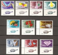 ISRAEL.  Aéros.  1968.  Y&T N°38 à 47  Neufs ** MNH .tabs  .  Série Complète. - Luftpost