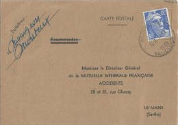 3279 MONTEUX Vaucluse Carte Postale Non Illustrée Gandon 12 F Bleu Yv 812 Ob 14 11 1949 Horoplan Lautier A5 - Brieven En Documenten