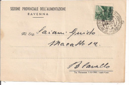 RAVENNA, SEZIONE PROVINCIALE DELL'ALIMENTAZIONE, 1946, INVITO CONFERIMENTO UVA AL CENTRO RACCOLTA, - Wijn