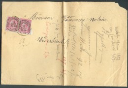 N°46(2) - 10 Rose (paire) Obl. Sc HOUDENG-GOEGNIES Sur Enveloppe Datée Du 10 Avril 1889 Vers Nederbrakel. - 10658 - 1884-1891 Leopold II