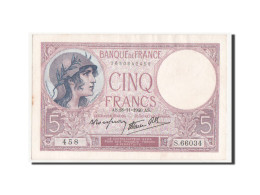 Billet, France, 5 Francs, 5 F 1917-1940 ''Violet'', 1940, SPL+, Fayette:4.15 - 5 F 1917-1940 ''Violet''
