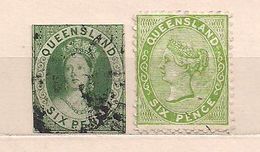 QUEENSLAND 1862-79 QUEEN VICTORIA 6p 2used & Mounted - Used Stamps
