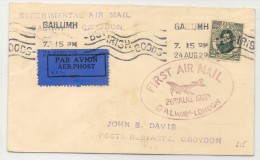 IRELAND - EIRE - 1929 COVER - EXPERIMENTAL FIRST AIR MAIL FLIGHT GALWAY - CROYDON  Scarce GAILLIMH Cancel - Rr - Airmail