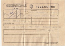 24792- TELEGRAMME SENT FROM CLUJ TO ALBA IULIA, 1957, ROMANIA - Telegraph