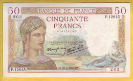 BILLET FRANCAIS - 50 Francs Cérès 22.2.1940 SUP - 50 F 1934-1940 ''Cérès''