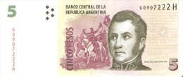 BILLETE DE ARGENTINA DE 5 PESOS SERIE H  (BANKNOTE) CALIDAD EBC (XF) - Argentinië