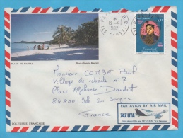 POLYNESIE FSE LETTRE 1982 TIMBRE P.A. N° 118 (YT) SOUVERAIN DE RAIATEA CàD PAPEETE R.P. - Brieven En Documenten