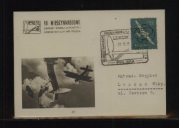 POLAND 1959 SCARCE VII INTERNATIONAL FLYING TOYS CHAMPIONSHIPS BLACK/WHITE PC LESZNO FLIGHT AIRCRAFT PLANE - Avions