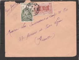 AOF  Yvert  37 + 39 Sur Lettre  Avion  ADIAKE Côte D'Ivoire  2/9/1952 - Cartas & Documentos