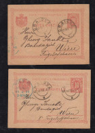 Rumänien Romania 1895 2 Stationery Cards CRAIOVA To VIENNA Austria Attractive - Briefe U. Dokumente
