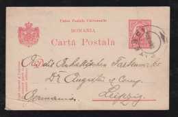 Rumänien Romania 1909 Stationery Card PITESCI To LEIPZIG Germany - Briefe U. Dokumente