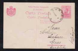 Rumänien Romania 1914 Stationery Card 10B BUSTENI To GRAZ Austria - Briefe U. Dokumente