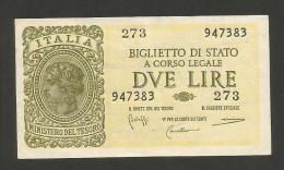 ITALIA - 2 LIRE ITALIA LAUREATA - (Firme: Bolaffi / Cavallaro / Giovinco - Decr. 23/11/1944) LUOGOTENENZA - Italia – 2 Lire