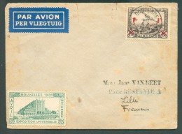 PA 1Fr S/1Fr.50 Obl. Sc OOSTENDE Sur Lettre Par Avion Du 1-VII-1935 + Vignette Exposition Unierselle De Bruxelles 1935 V - Sonstige & Ohne Zuordnung