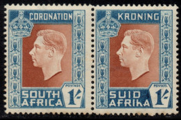 South Africa - 1937 Coronation 1s Pair MISSING HYPHEN (**) # SG 75a - Ungebraucht