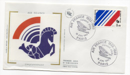 1983--enveloppe 1er Jour-FDC"Soie"-50° Anniv Companie Aérienne AIR FRANCE--cachet  PARIS--75 - 1980-1989