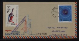 POLAND 1966 WARSZAWA ABORTED EXPERIMENTAL ROCKET FLIGHT FLOWN COVER CINDERELLA STAMPS - Rockets