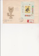 HONGRIE- LETTRE AFFRANCHIE BLOC FEUILLET N° 41 COUPE DU MONDE AU CHILI ANNEE 1962 - Commemorative Sheets