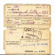 *Biglietto Ferrovie Dello Stato Da Ancona A Gioia Del Colle 1957 - Europe