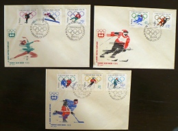 POLOGNE Jeux Olympiques, INNSBRUCK  Yvert 1457A/64A** MNH. FDC. Enveloppe 1er Jour. - Inverno1964: Innsbruck