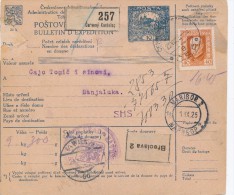 J3662 - Czechoslovakia (1925) Postal Parcel Dispatch Note: Cerveny Kostelec / Breclav / Wien 28 / Maribor 2 / Banja Luka - Unused Stamps