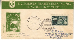 Avions - Ponts - Yougoslavie - Lettre De 1951 - Oblitération Zagreb - Exposition Philatélique - Lettres & Documents
