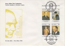 Northern Cyprus 1988 Ataturk M/s FDC (F4195) - Brieven En Documenten