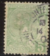 Monaco - Oblitéré - Charnière YT N° 22 Prince Albert 1er 5c Vert-jaune - Usados