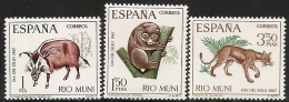 RIO MUNI-1967-ED. 80 A 82 COMPLETA -DIA DEL SELLO ANIMALES DE AFRICA-NUEVO SIN FIJASELLOS - Rio Muni