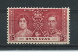 HONG KONG   1937     Coronation    15c  Carmine      MH - Nuevos