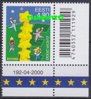 Europa Cept 2000 Estonia 1v (corner+code) ** Mnh (23743) - 2000