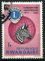 Rwanda 1967 Mi 245 Plains Zebra (Equus Quagga) In Front Of World Globe | LIONS Emblem - Oblitérés