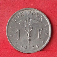 BELGIUM  1  FRANC  1934   KM# 89  -    (Nº12424) - 1 Franco