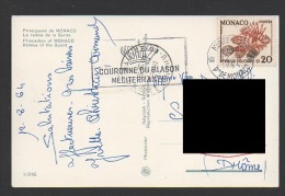 DF / MONACO / SUR CP RELEVE DE LA GARDE / TP 542 POISSON RASCASSE VOLANTE OBL. ET FLAMME MONTE-CARLO 12 -8 1964 MONACO - Cartas & Documentos